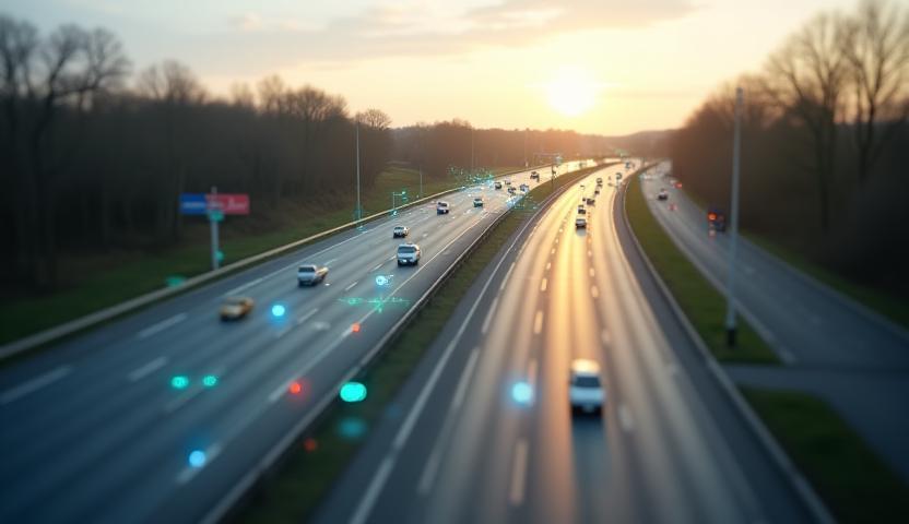Hungarian highway with digital road pass icons